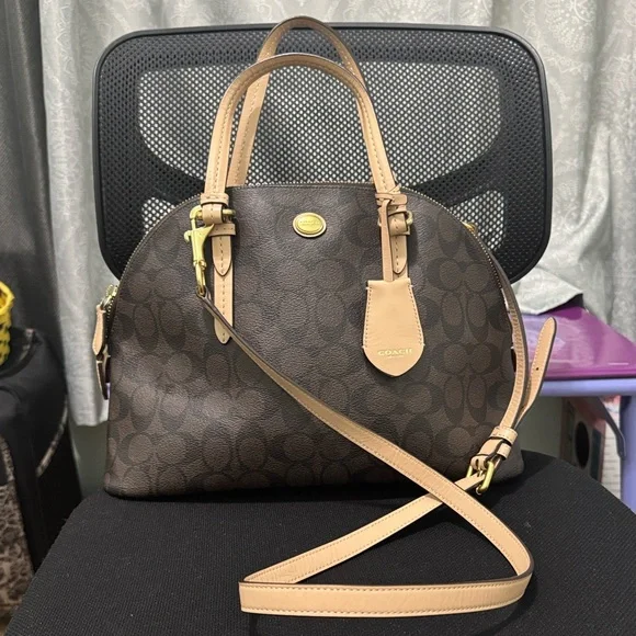 Coach Payton Dome Brown and Tan Signature Satchel - Picture 9 of 9